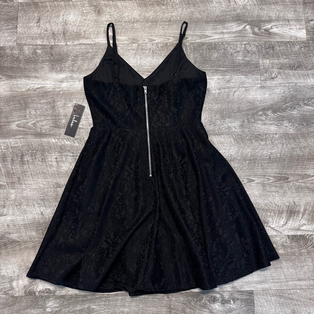 Lulu's Way with Words Black Lace Skater Dress NWT Womens Sz. S - Picture 4 of 13